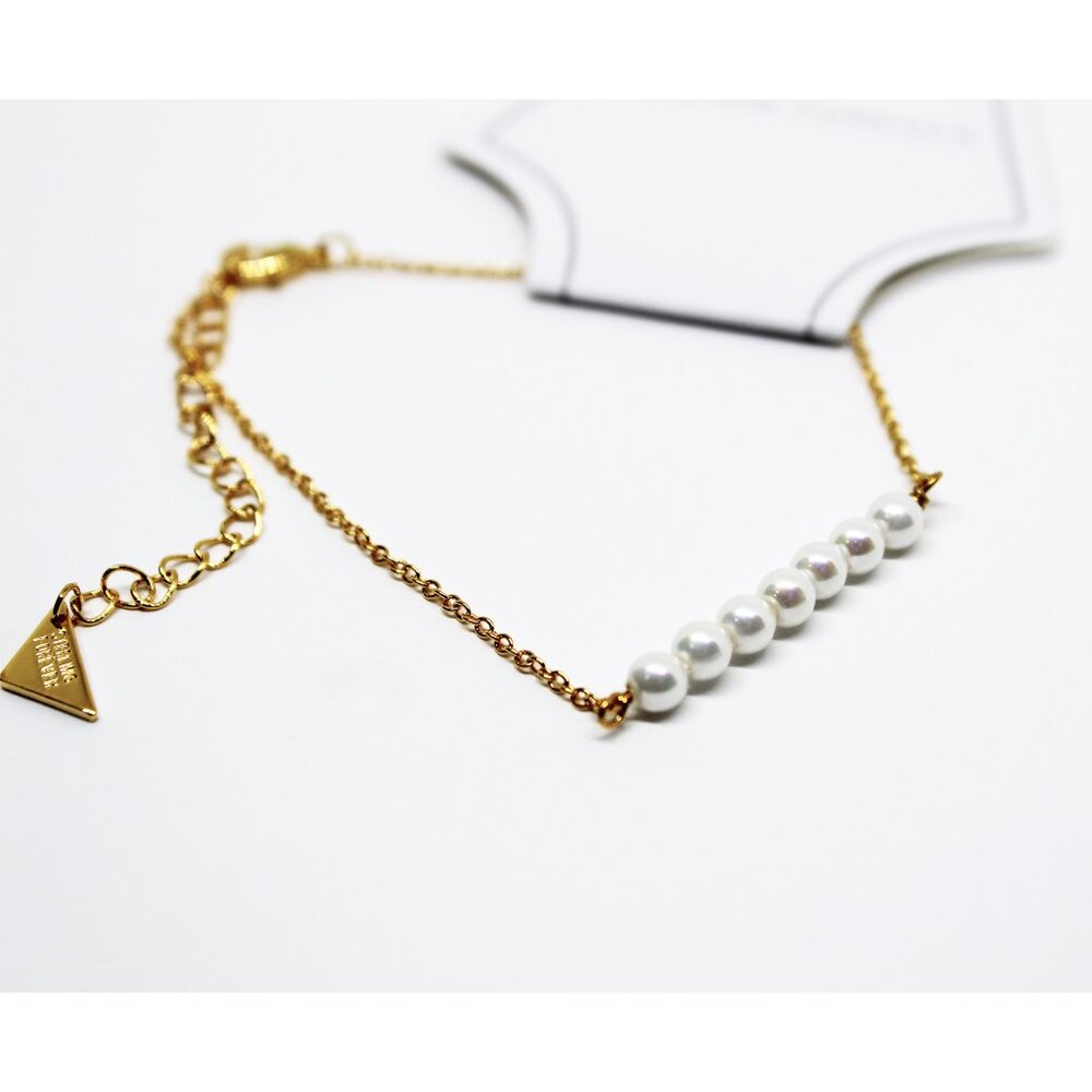 NWT Sterling Forever 14K Yellow Gold Plated Imitation Pearl Bracelet - Picture 3 of 4